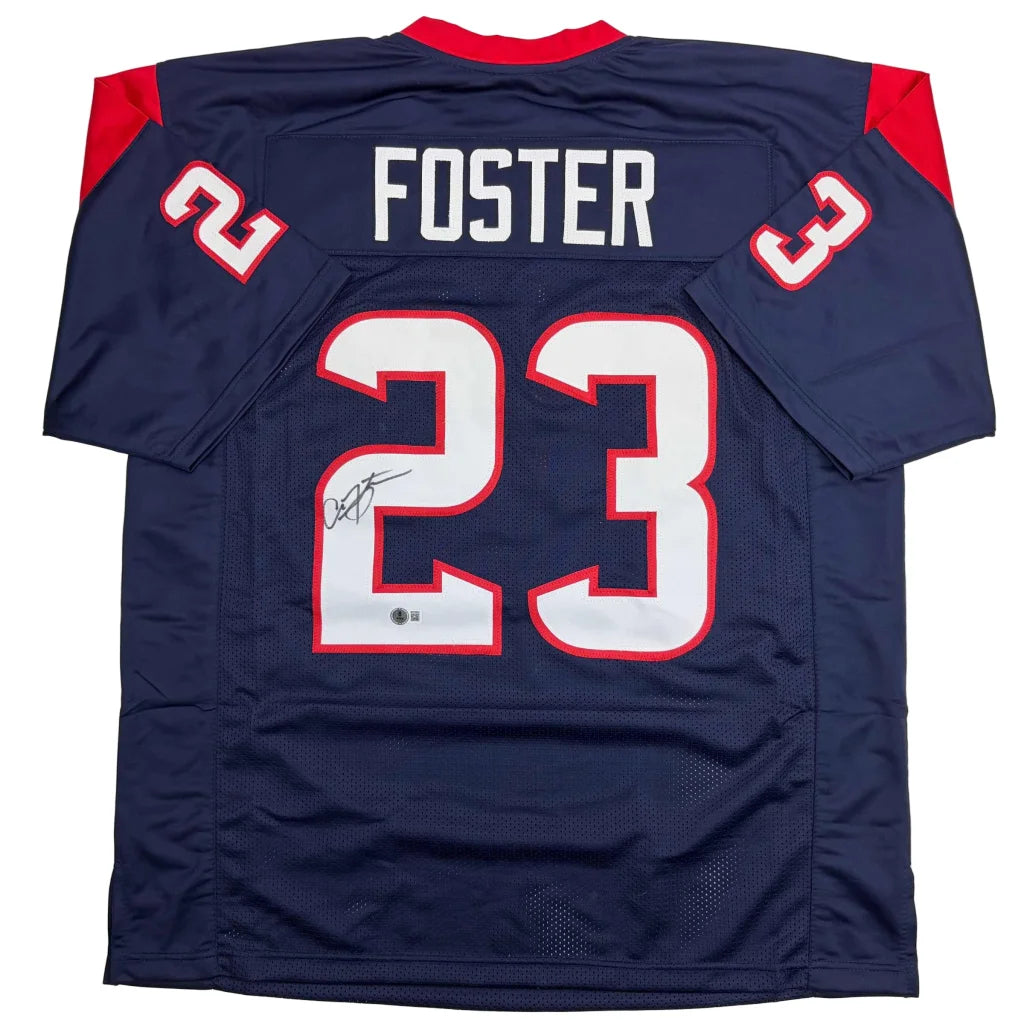 Navy blue custom jersey with Foster 23 for professional sports league