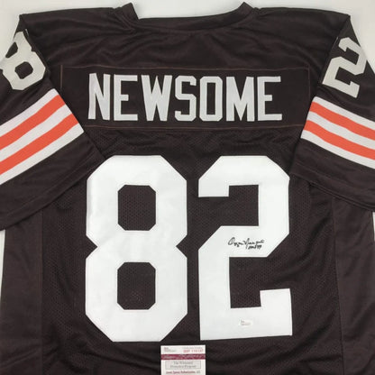 Custom jersey with NEWSOME 82 autographed brown football collectible for pro sports fans