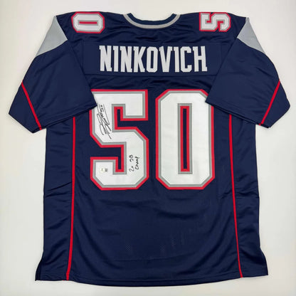 Autographed navy blue custom jersey with NINKOVICH 50 for professional sports fans