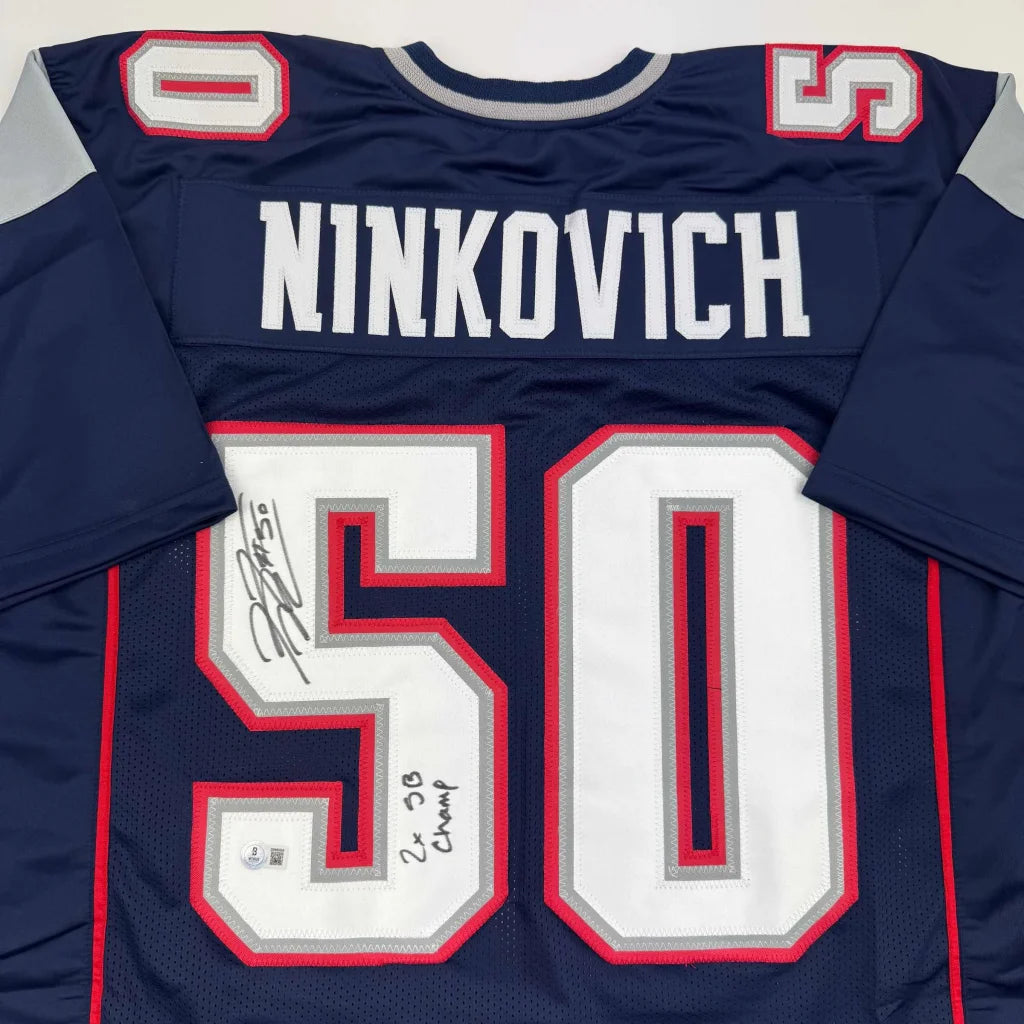 Autographed navy blue custom jersey with NINKOVICH 50 for professional sports fans
