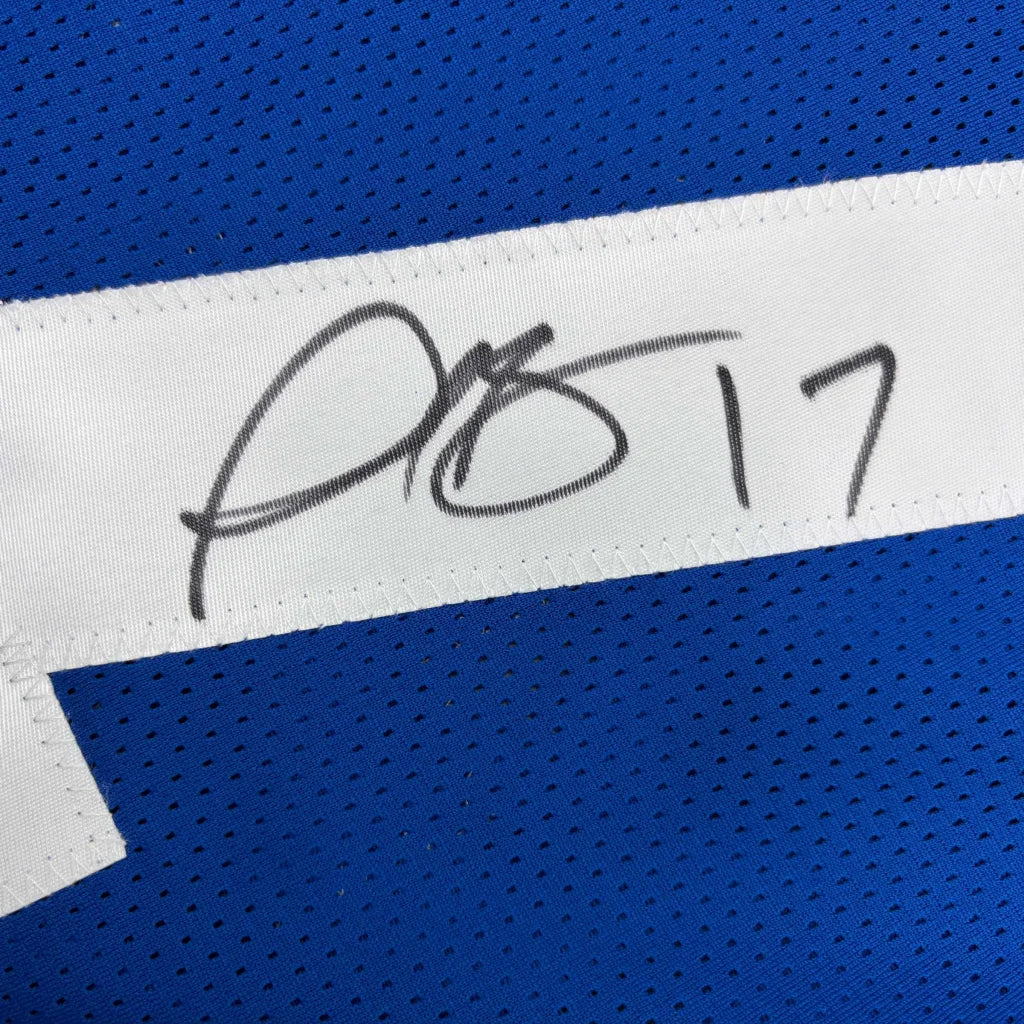 Blue custom jersey number 17 signed in black, pro sports league collectible