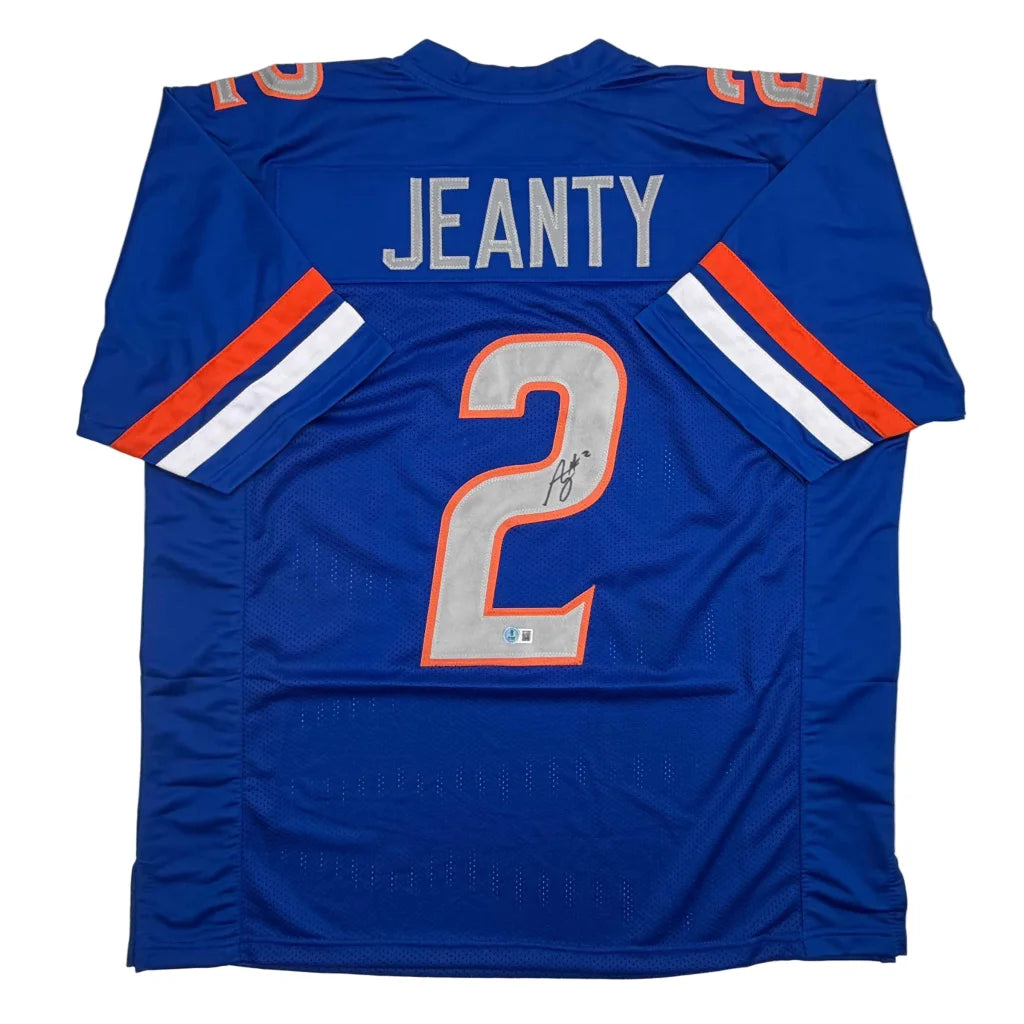 Custom Jersey Number 2 Jeanty autographed blue orange pro sports collectible