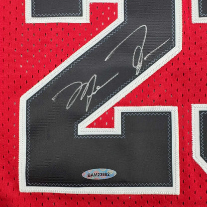 Red and black custom jersey number 23 with autographs, professional sports collectible