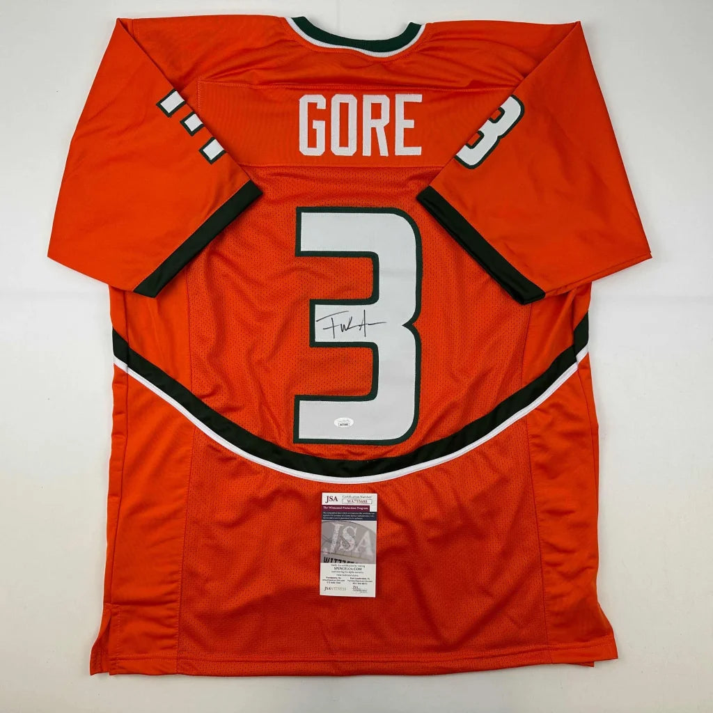 Autographed Orange Custom Jersey Number 3 GORE from professional sports league collectible