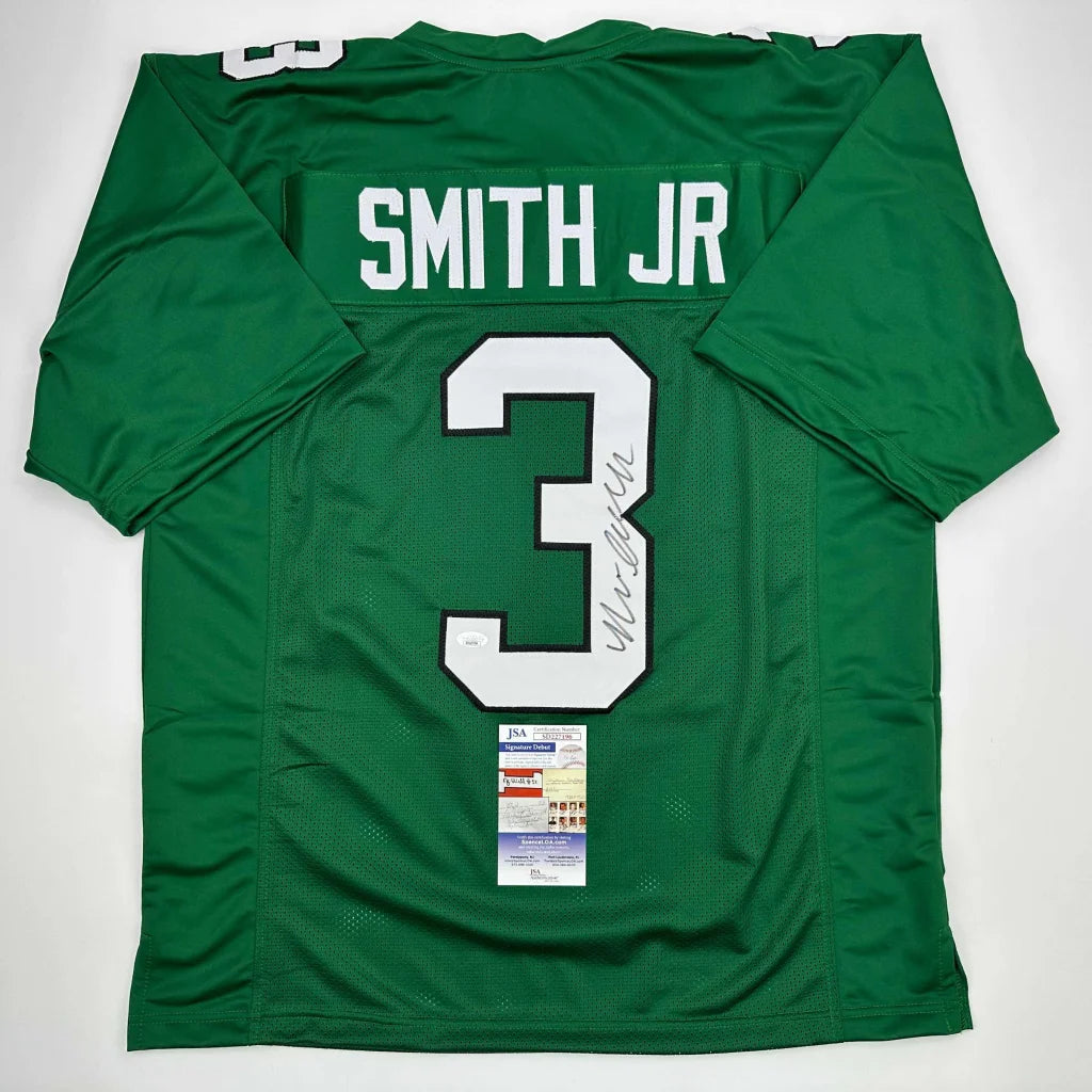 Green custom jersey with number 3 and SMITH JR autograph, perfect for sports fans
