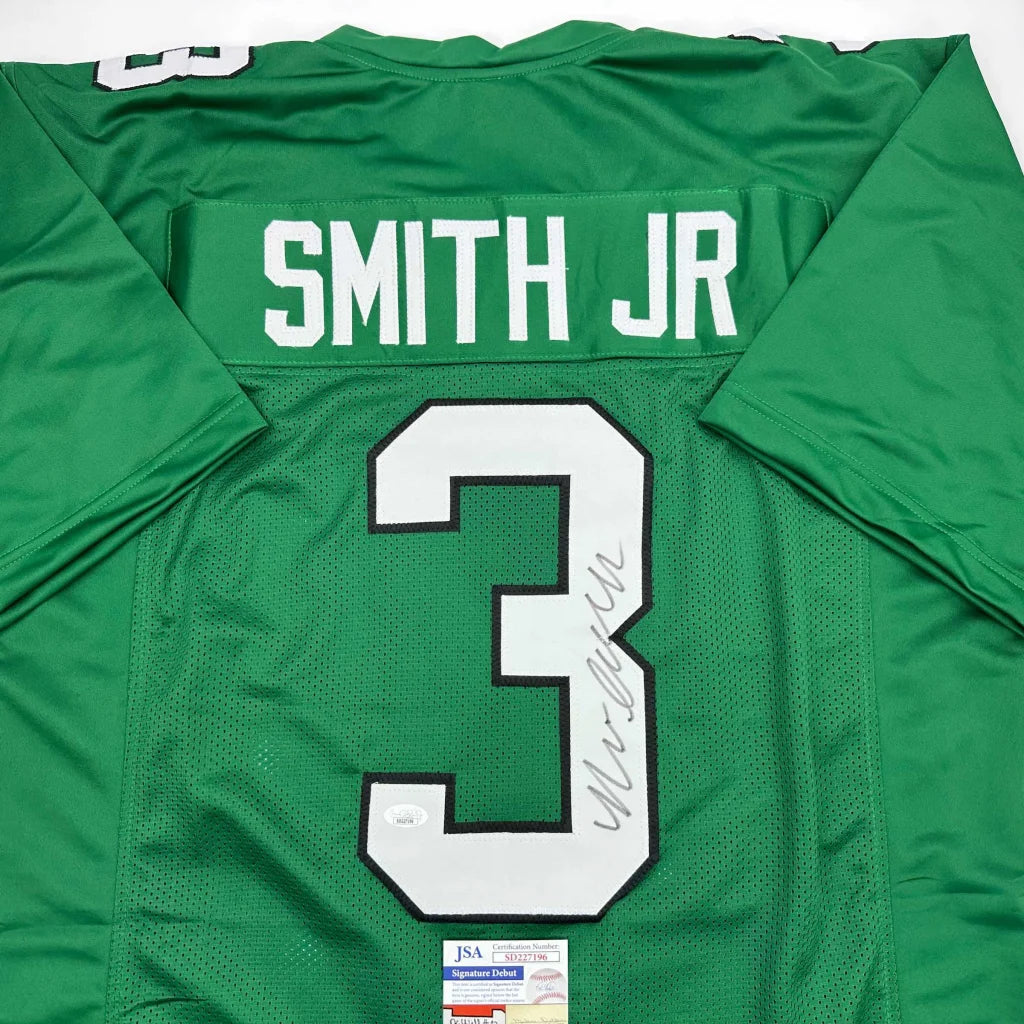 Green custom jersey with number 3 and signature from Smith Jr for sports fans