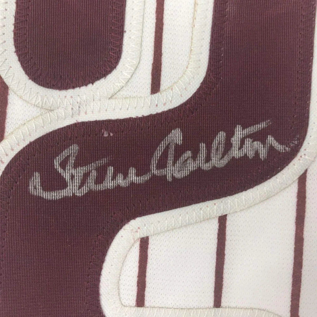 Maroon and white custom jersey with Stan Callton signature, perfect for sports league fans