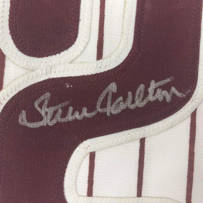 Maroon and white custom jersey with Stan Callton signature, perfect for sports league fans