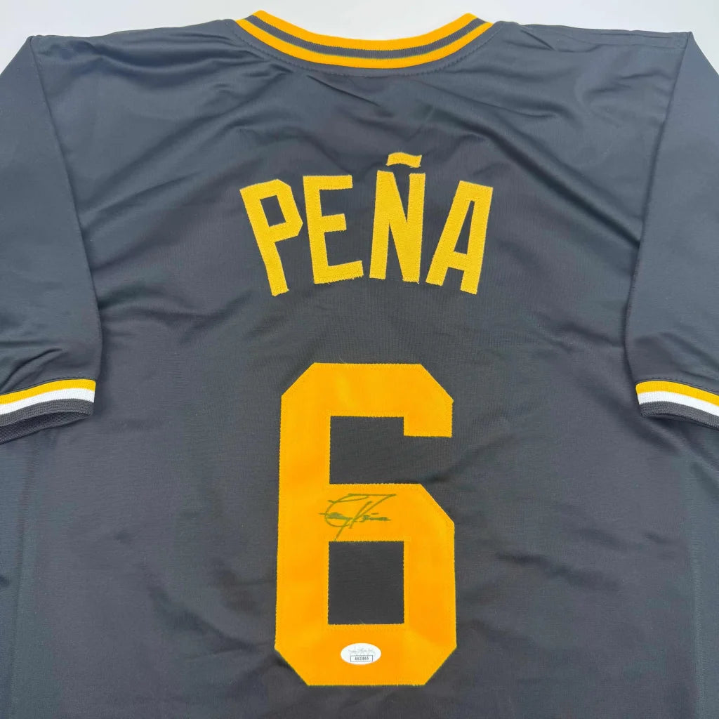 Custom Jersey Number 6 Peña Black Gold Baseball Jersey