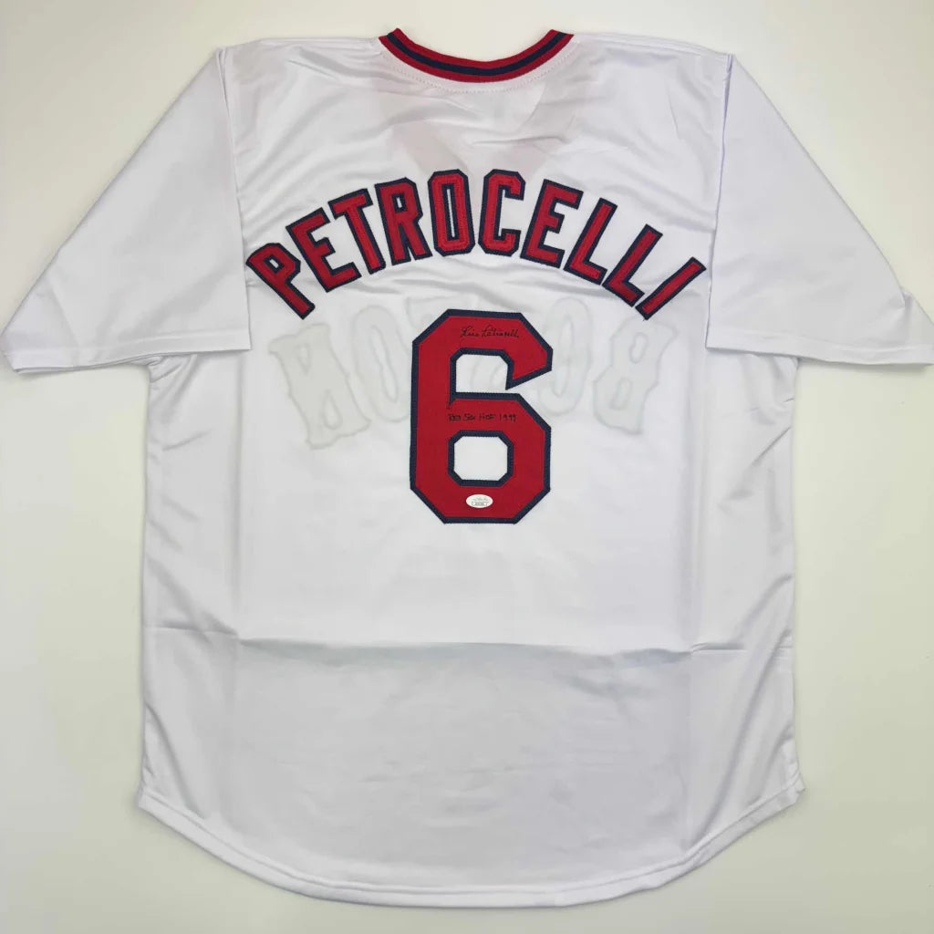 Custom Jersey Number 6 Petrocelli red white blue baseball style on white background
