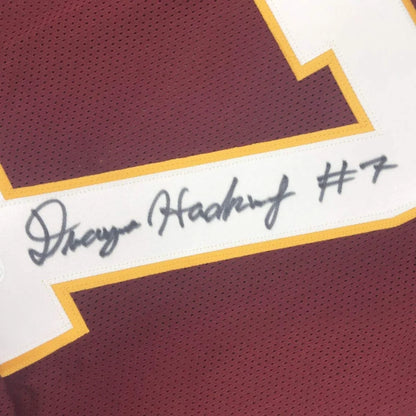 Maroon and gold custom jersey with white number 7 autographed by Dwight Howard for sports fans