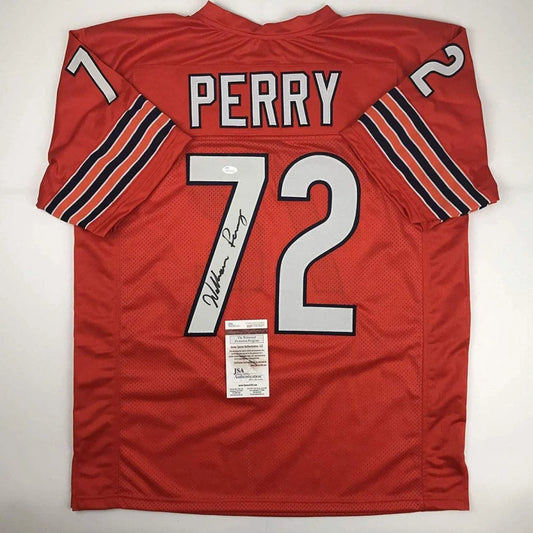 Red custom jersey Perry 72 with white autographed pro sports league design