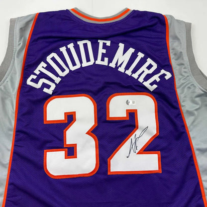 Purple and silver Amare Stoudemire custom jersey with Phoenix Suns logo, number 32