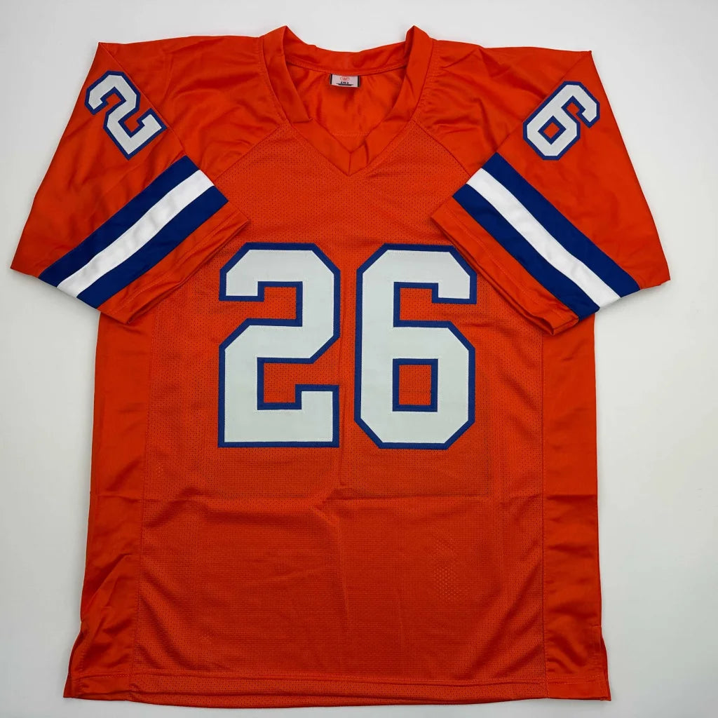 Vibrant orange Custom Jersey Portis 26 with blue white numerals