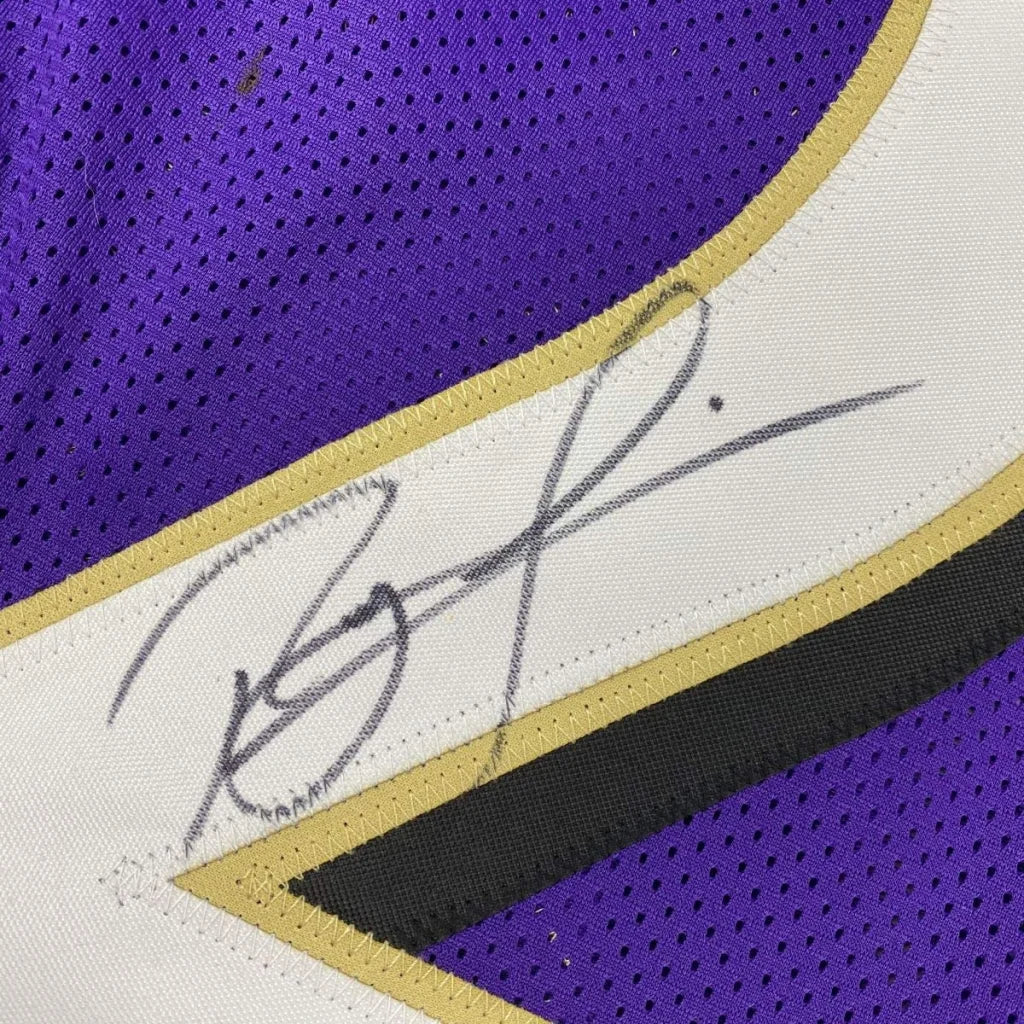 Purple mesh custom jersey with black signature for professional sports league fans