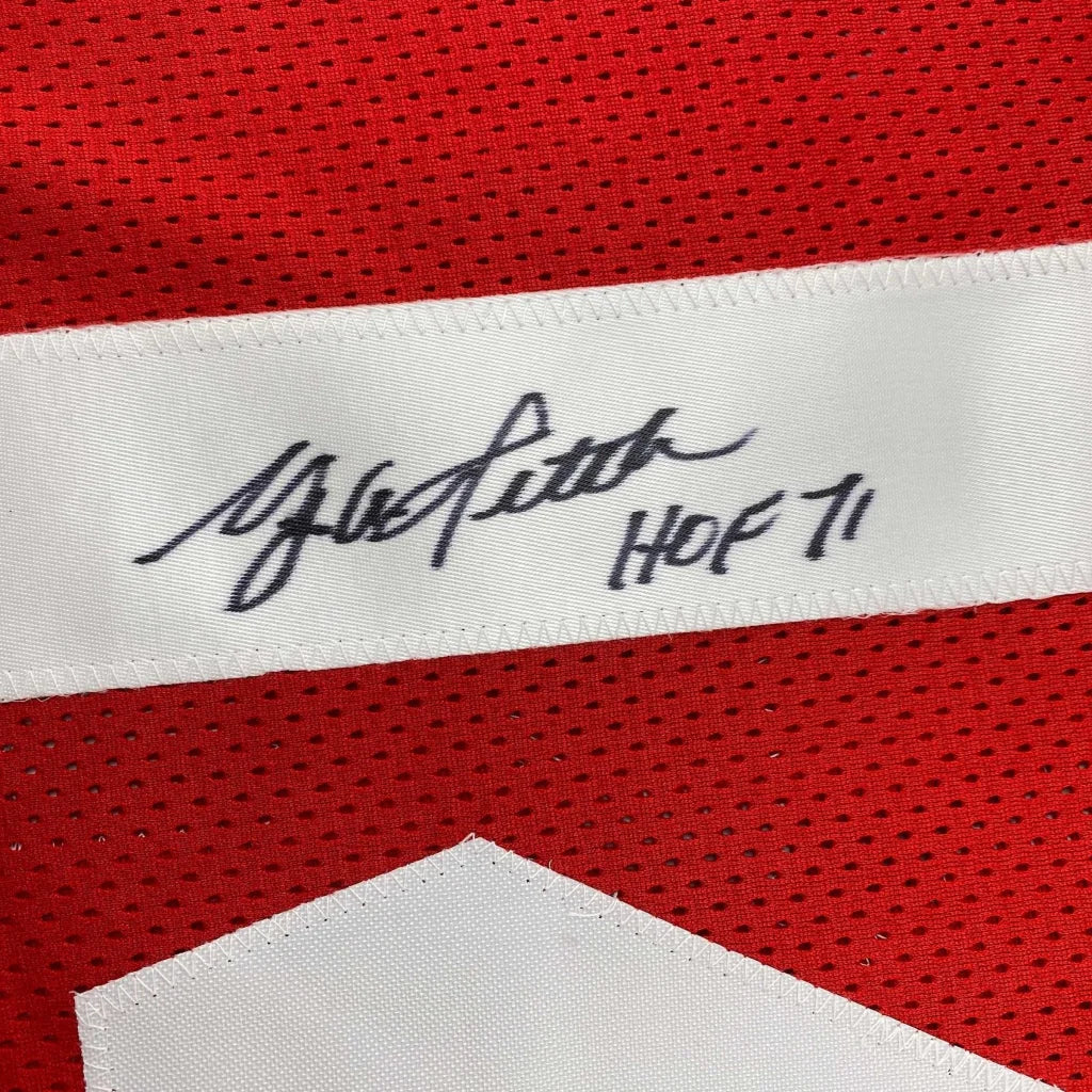 Red custom jersey with autograph from professional sports league football collectible
