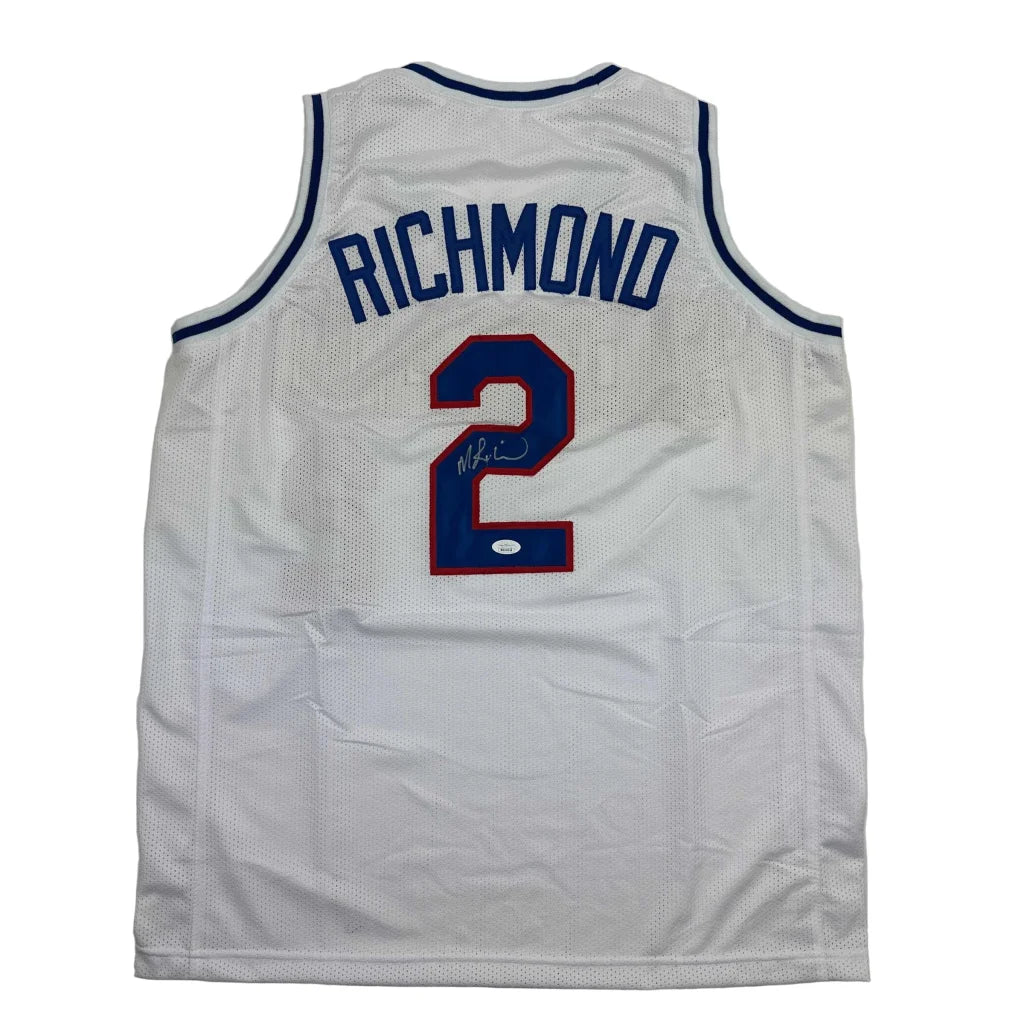 Custom white Richmond number 2 basketball jersey with blue red accents
