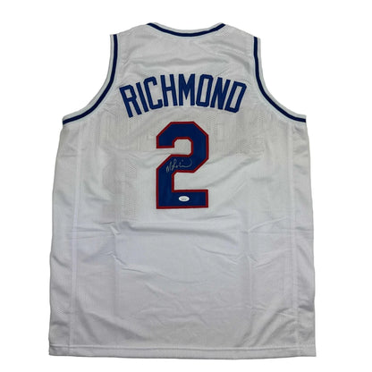 Custom white Richmond number 2 basketball jersey with blue red accents