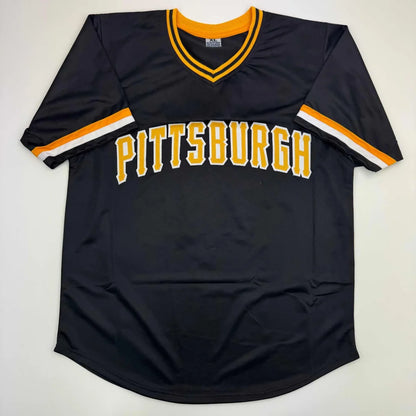 Custom Pittsburgh baseball jersey signed by Barry Bonds and Andy Van Slyke