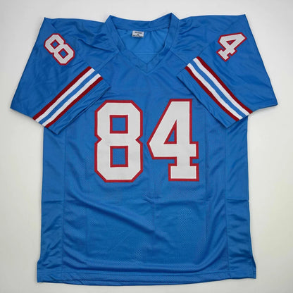 Custom Jersey Signed by Billy Whitehair, blue pro sports league mesh jersey #84