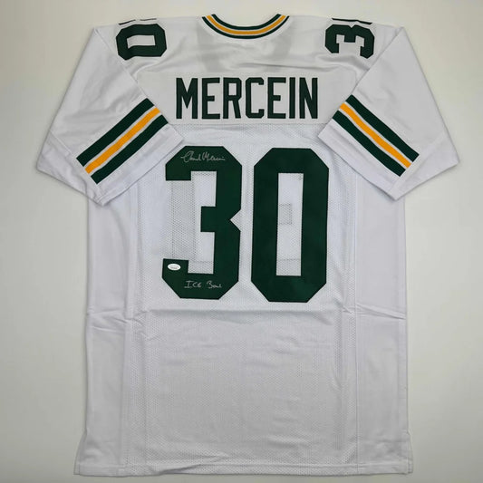 Custom jersey signed by Charles Mercein in Green Bay Packers style