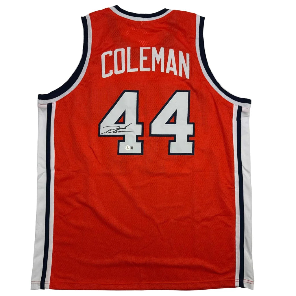 Autographed red white custom jersey Coleman 44 basketball pro sports league