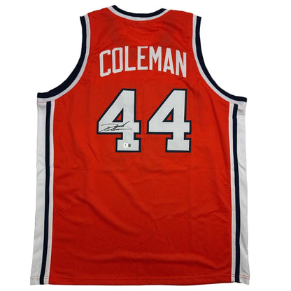 Autographed red white custom jersey Coleman 44 basketball pro sports league