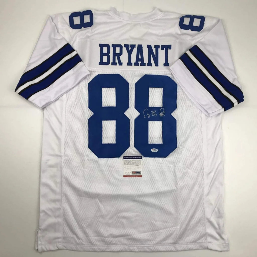 Custom Dallas Cowboys Bryant 88 signed jersey in white with blue accents