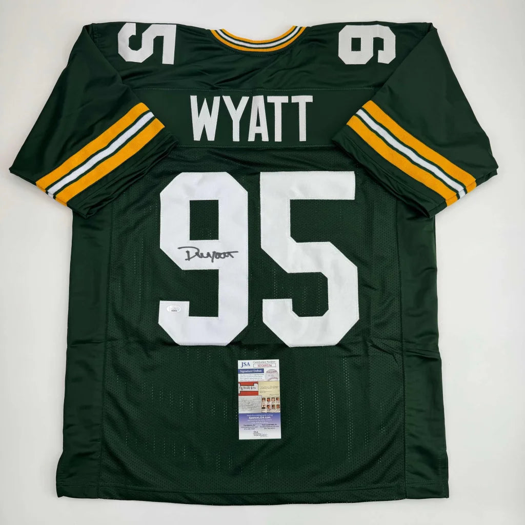 Signed custom jersey: Green Bay Packers Wyatt 95 green and gold style