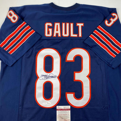 Blue custom football jersey signed by Emmitt Smith featuring Gault in pro sports league