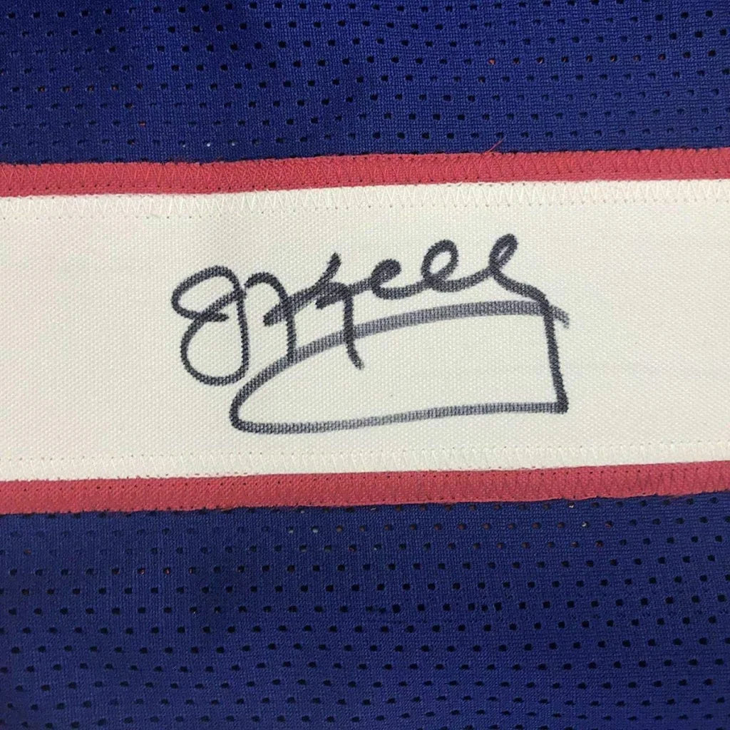 Custom Jersey Signed by James Edward Kelly with blue, white, and red for professional sports