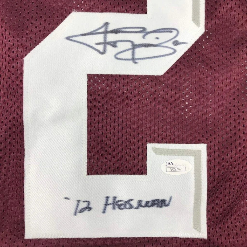 Signed maroon custom jersey with white number 6 autograph