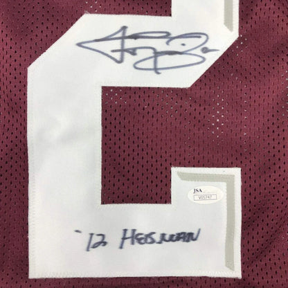 Signed maroon custom jersey with white number 6 autograph