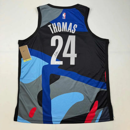 Autographed black and blue Nike custom jersey by Larry Johnson and Paul Pierce