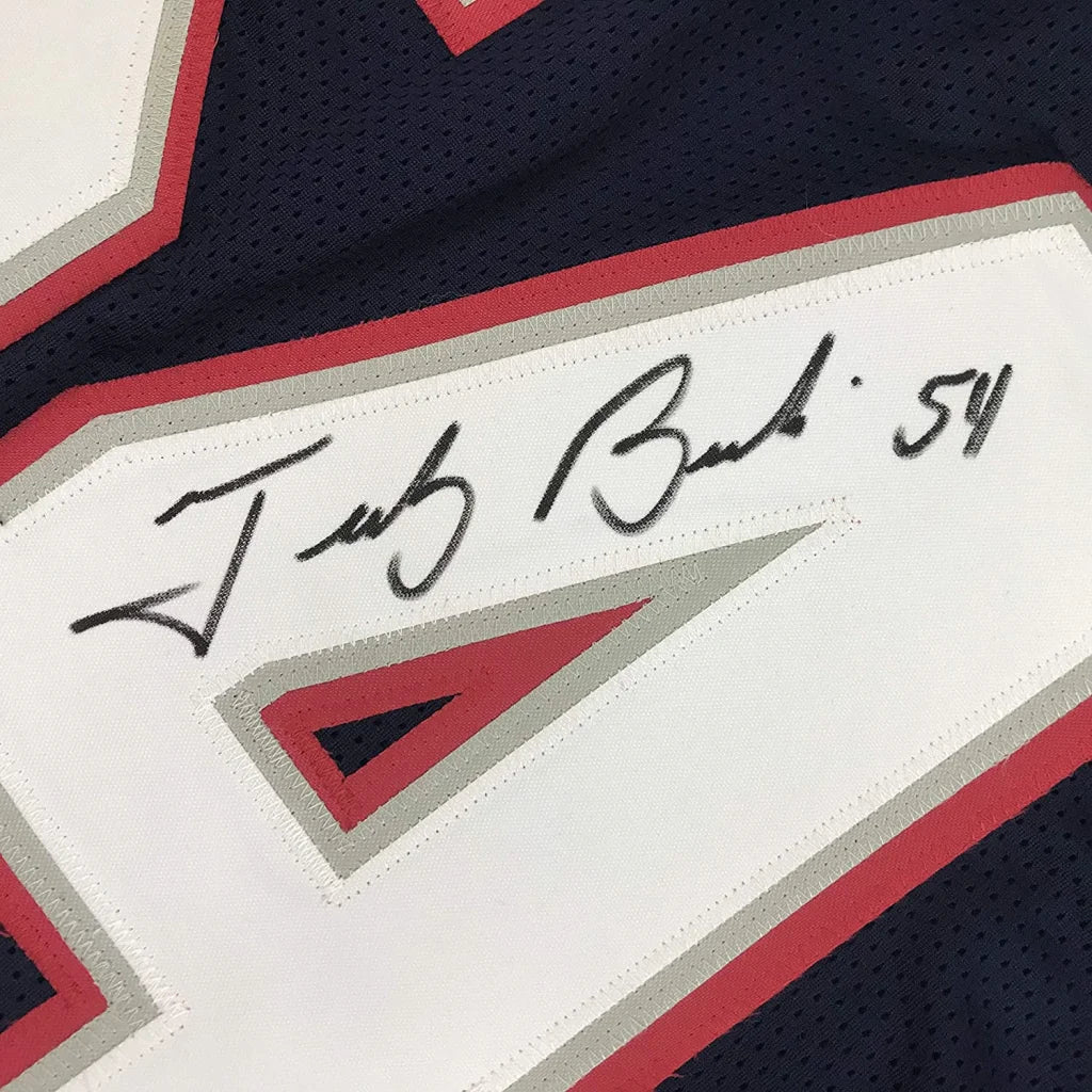 Autographed football jersey with number 54 from Tedy Bruschi, perfect for pro sports fans