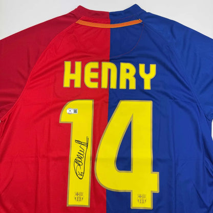 Signed Thierry Henry Barcelona split football shirt custom jersey collectible for sports fans