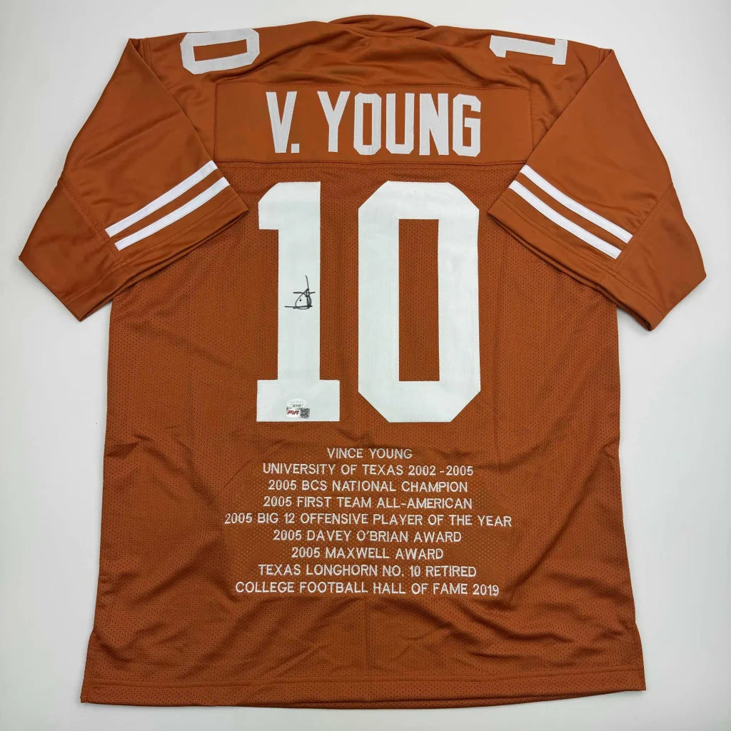 Burnt orange Texas Longhorns custom jersey with V Young 10 for sports league fans