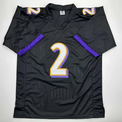 Black custom jersey Wiggins #2 with purple gold accents, pro sports collectible