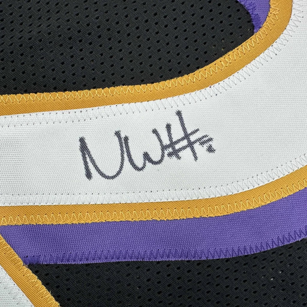 Custom Lakers Jersey Wiggins #2 Black Purple Gold with Signature