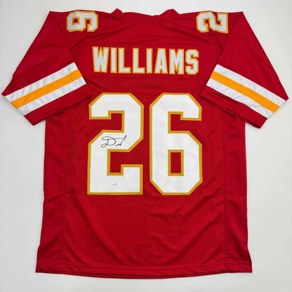 Red Kansas City Chiefs custom jersey with Williams 26 in pro sports league style