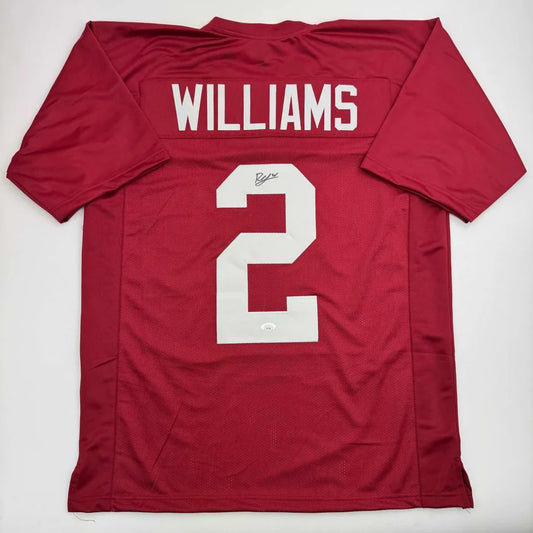 Red custom jersey with WILLIAMS 2 for professional sports league fans, signed back