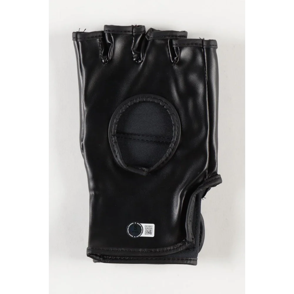 Black fingerless MMA glove with oval opening on back, custom USA Robbie Lawler style