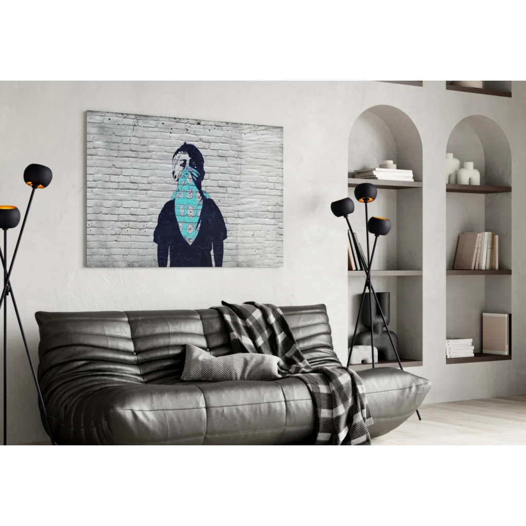 Street Art Bandana Bear Canvas Wall Art Print | Contemporary Home Wall Art | vintageantiquesgifts.com