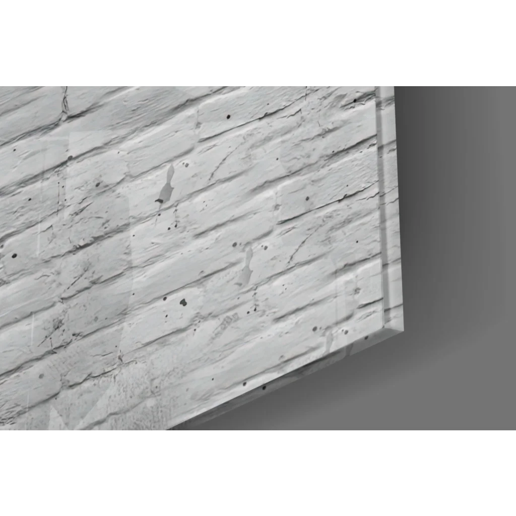Textured white brick wall art print with Street Art Bandana Bear design