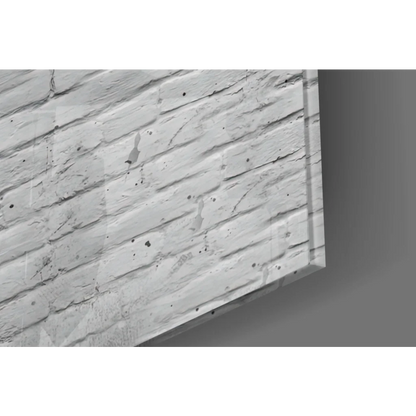 Textured white brick wall art print with Street Art Bandana Bear design