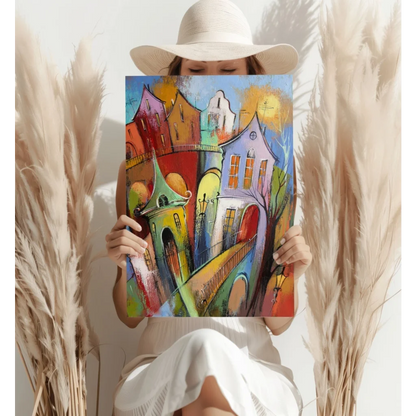 Vibrant cityscape abstract on insigne aluminum print