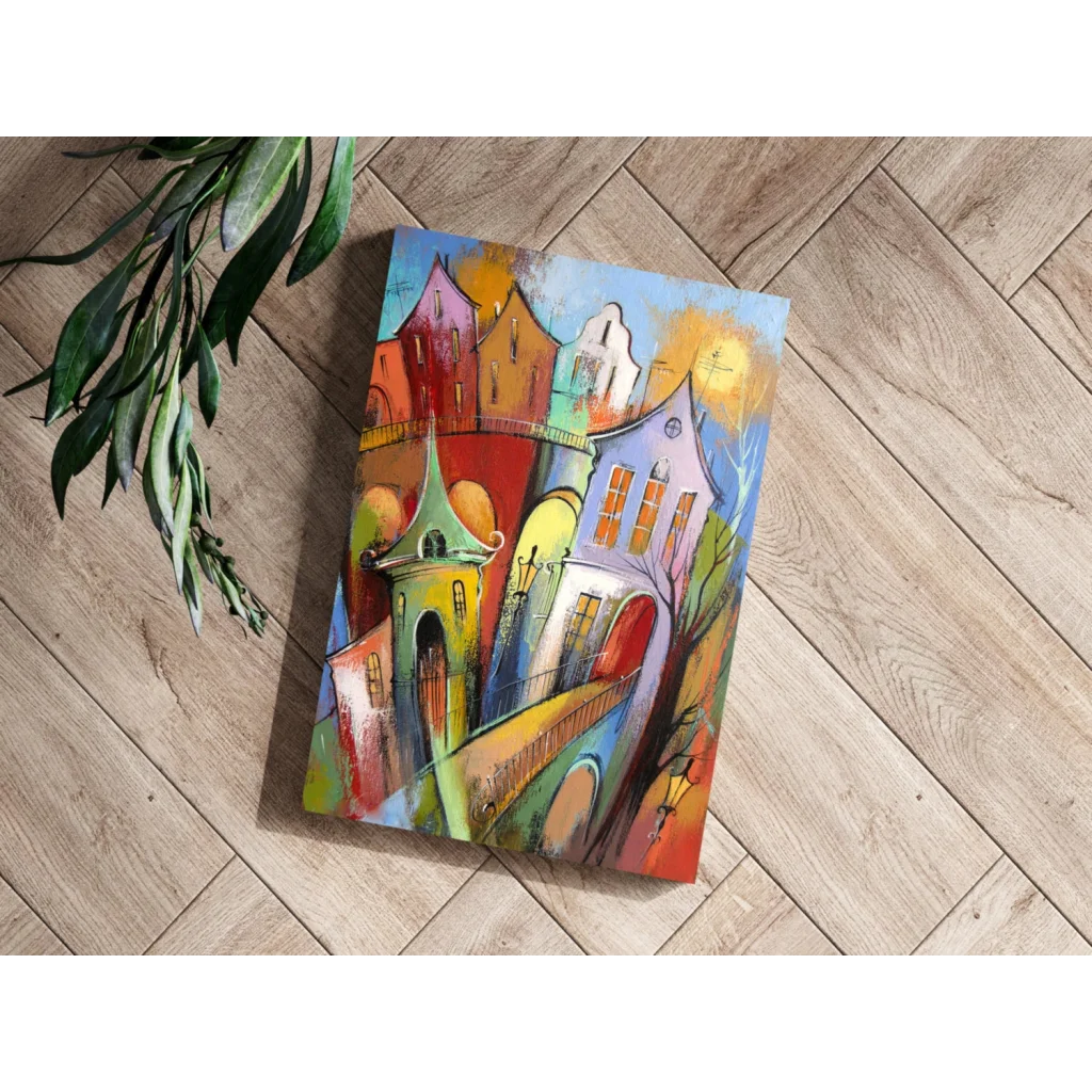 Vibrant abstract cityscape on insigne aluminum print
