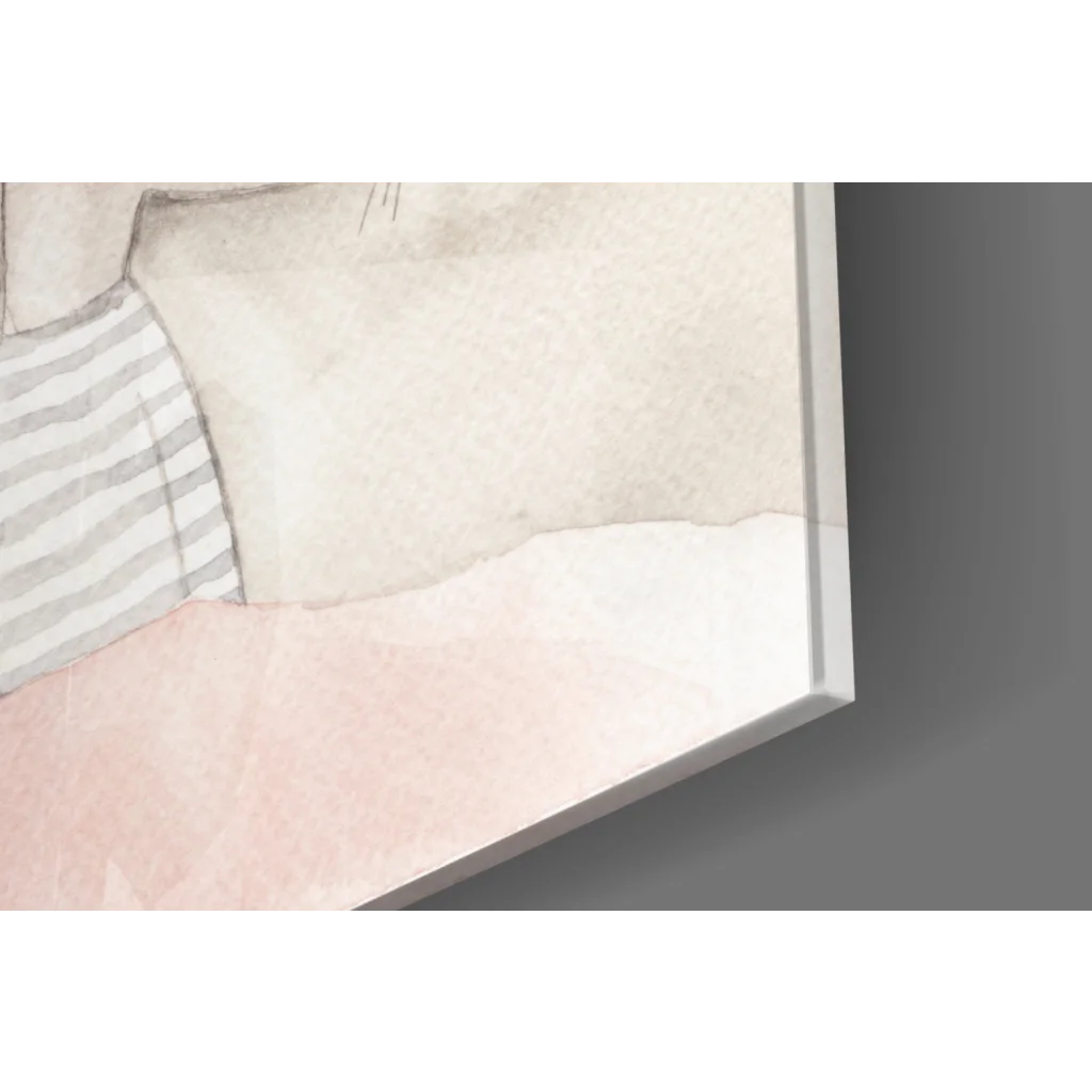 Adorable mouse watercolor wall art with striped collar in soft pastel tones