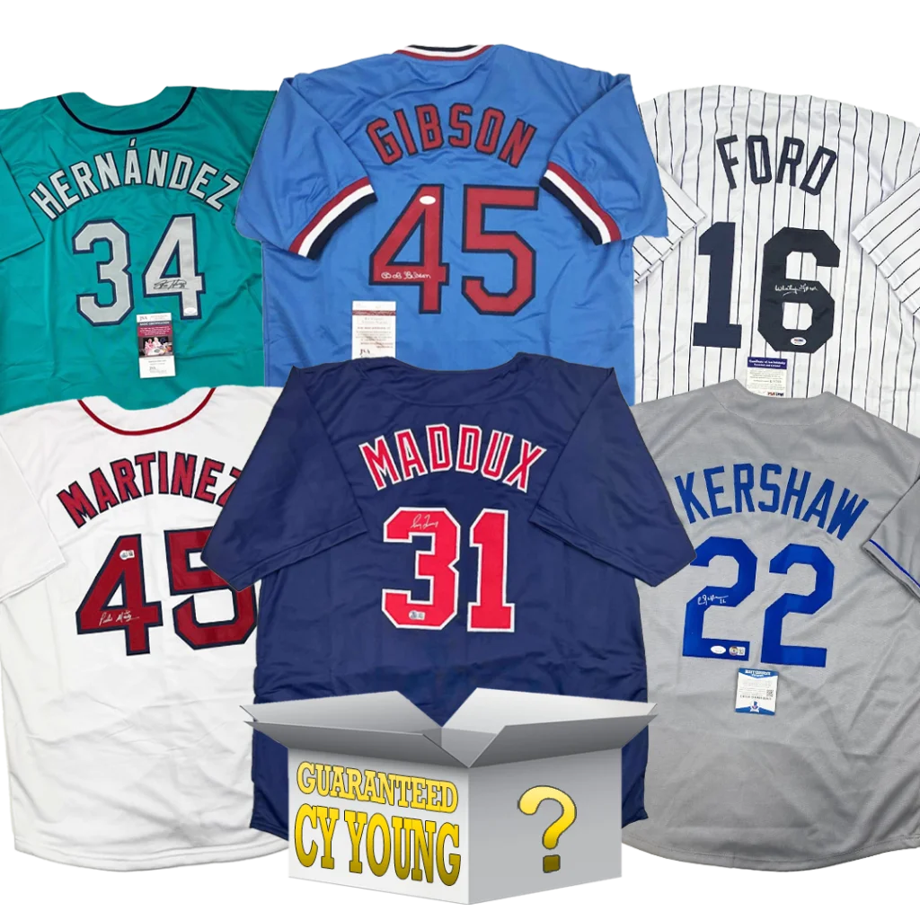 Cy Young autographed Maddox 31 custom jersey in mystery box