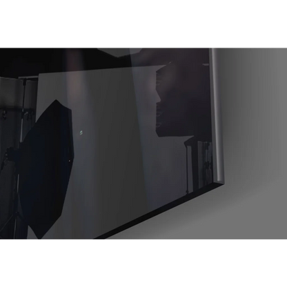 Cyberpunk hooded mask glass wall art with glowing red eyes